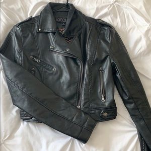 black leather jacket